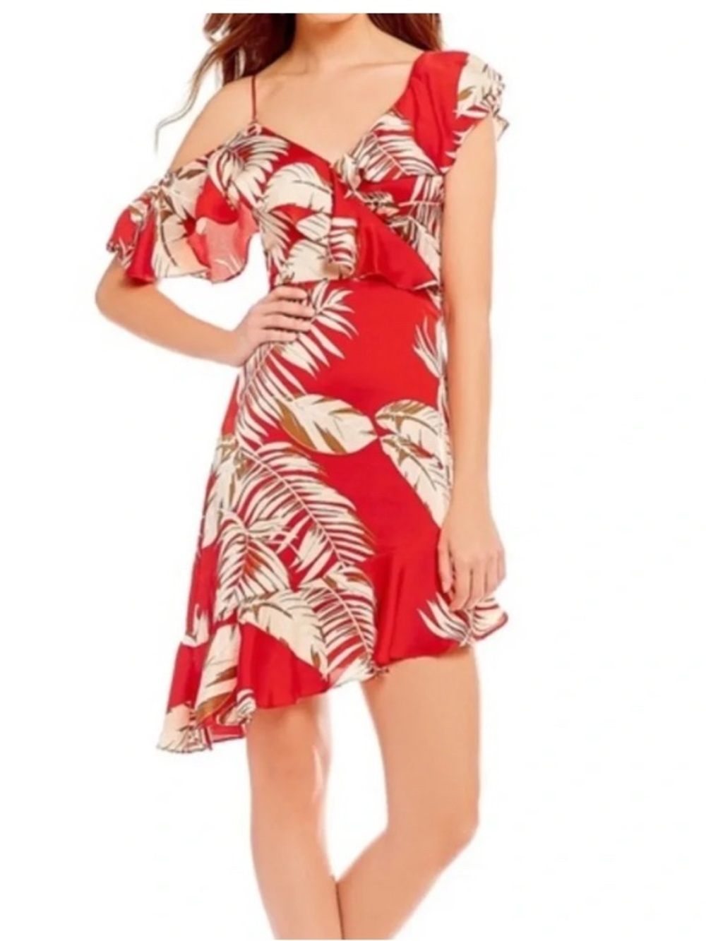 NWOT Lucy Paris Ruffle Palm Print Dress